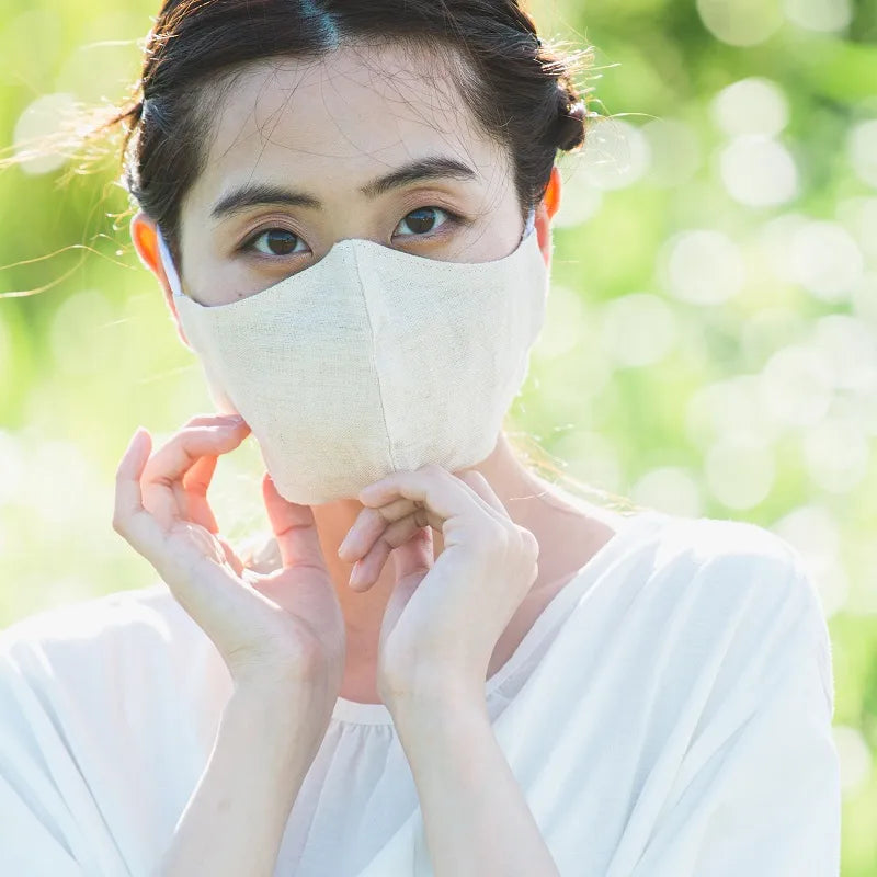 ヘンプ100% マスク 立体タイプ 生成り